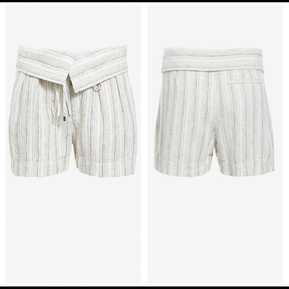 Vince Foldover Waistband Shorts 2 Stripe Linen - Picture 7 of 7